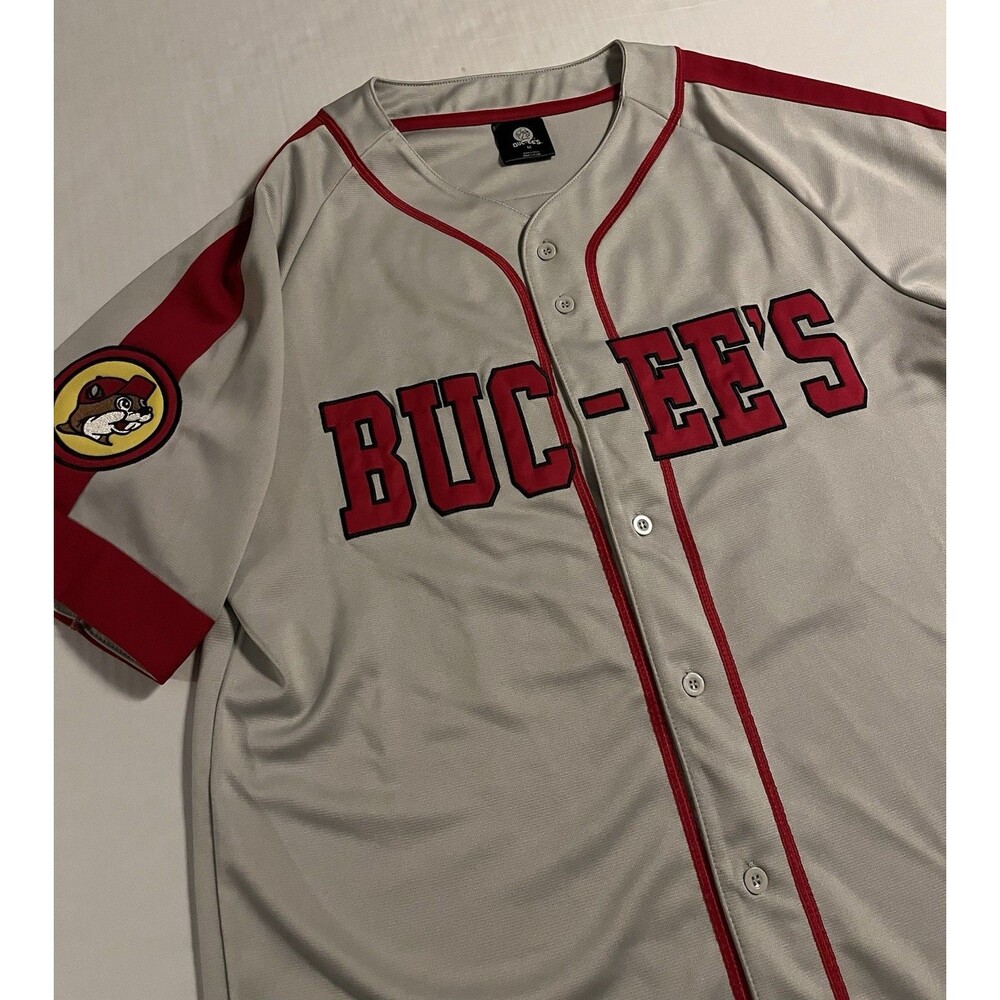 NEW Buc-ee’s Ohio 1982 #82 Baseball Jersey MEDIUM Beaver Logo Gray Store Merch